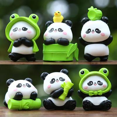 6 Pcs Mini Panda Figurines Car Dashboard Panda Decorations Miniature Animal Ornaments