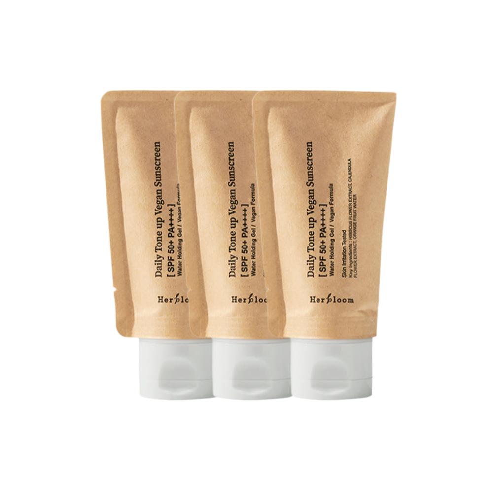 Herbloom Daily Tone-Up Glow Vegan Sunscreen SPF50+ PA++++ 50ml (3-Pack)