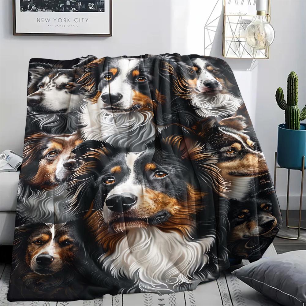 1Pc Bernese Dog Print Flannel Blanket, High Quality Comfortable for All Seasons, Home Decor, Warmth and Comfort, Perfect for Christmas Gifts