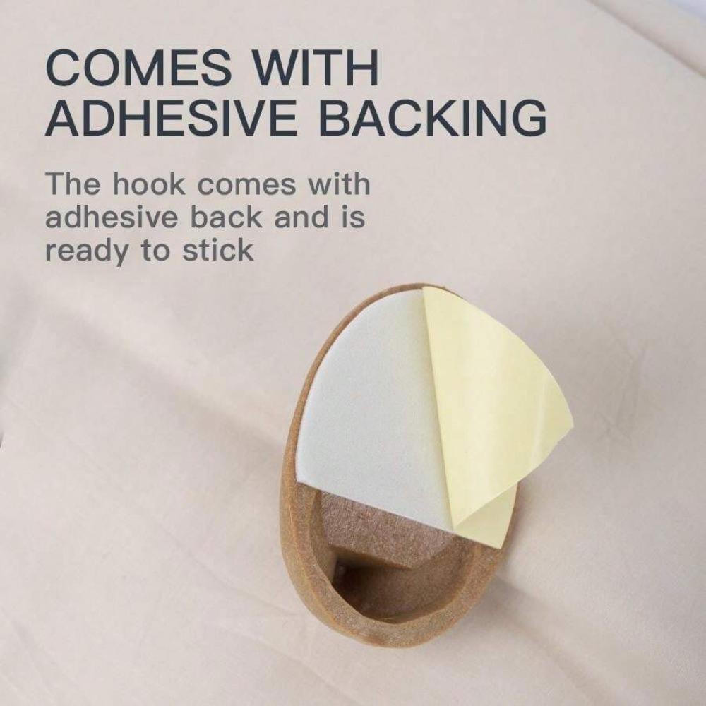 Oval Faux Wood PS No Drill No Nail Wall Mounted Waterproof Oily Plastic Wood Grain Adhesive Hooks