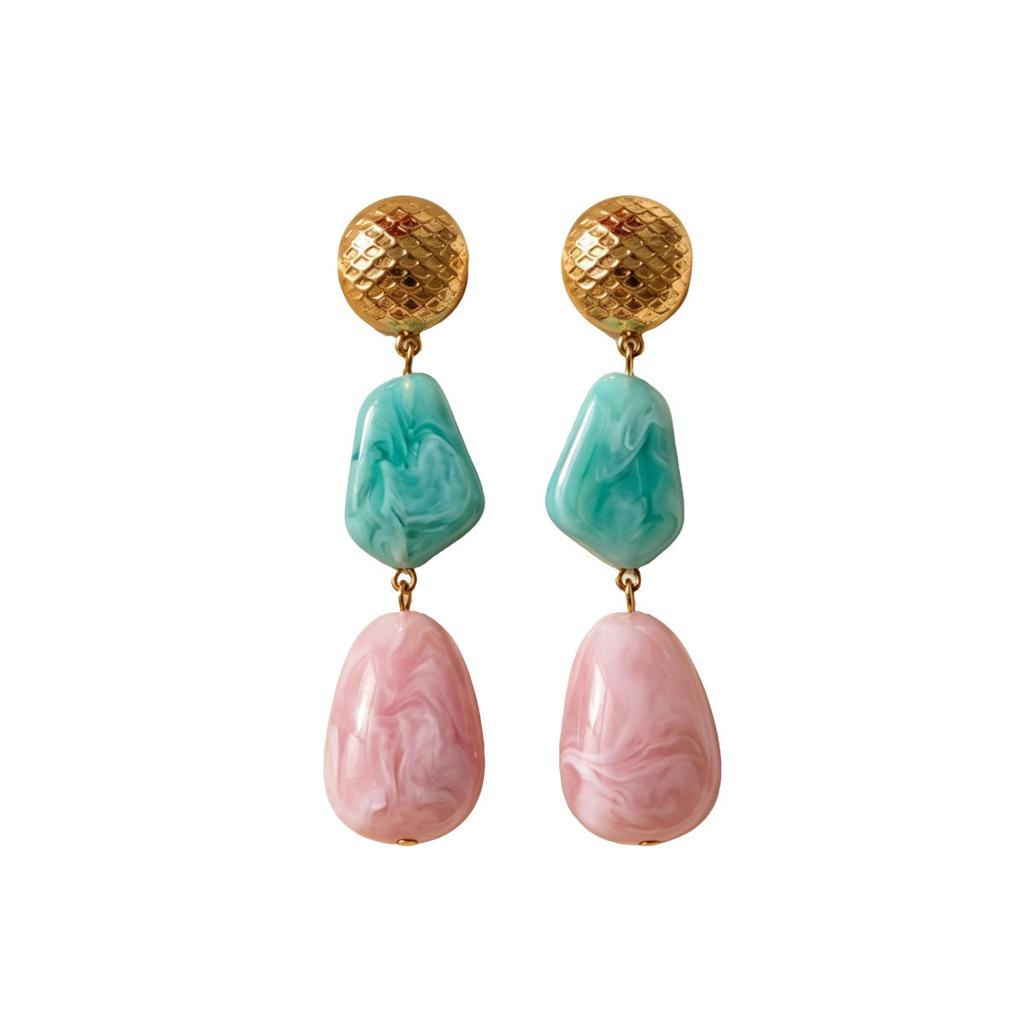 European and American jewelry, geometric bohemian resin beads, earrings, versatile high-end water drop earrings, women