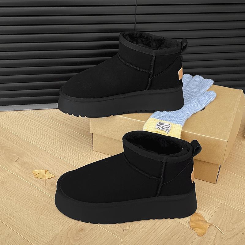 Fashion New Fashionable Bow Round Toe Elegant Snow Boots Winter Flat Wear-resistant Soft Students Plus Velvet Warm Women's Shoes