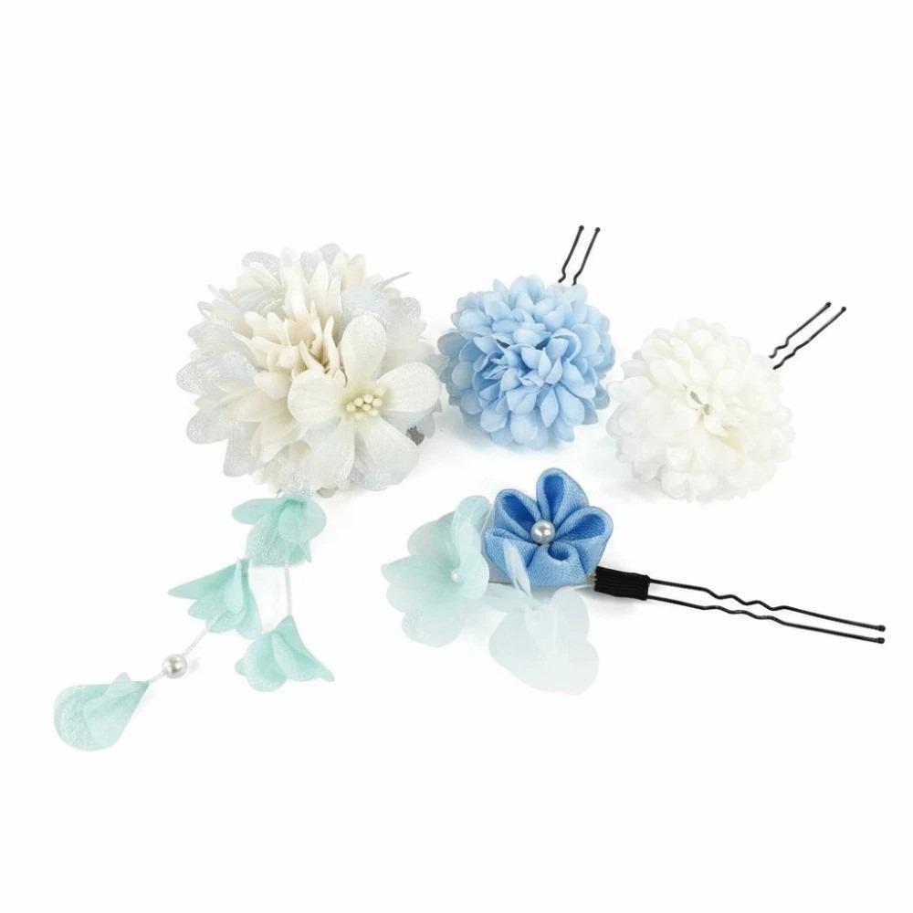 

Japanese Style Kimono Hair Clips Elegant Ball Chrysanthemum Hair Accessories Women синий