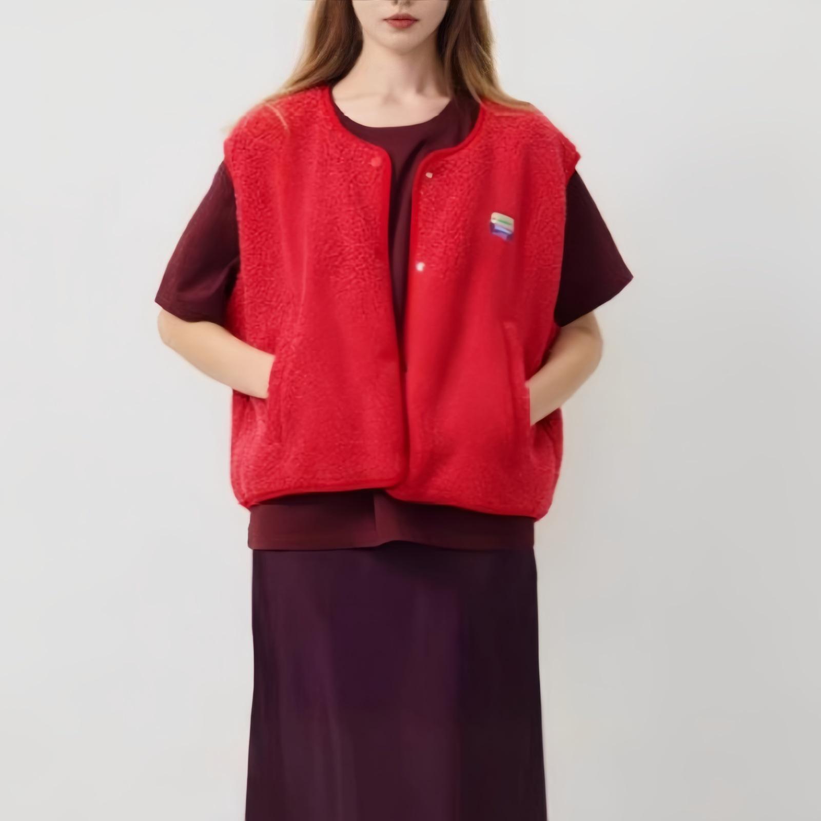 

Женский шерстяной жилет без рукавов – Европейский и американский стиль, Мода весна/осень, Свободное однобортное пальто Large красный