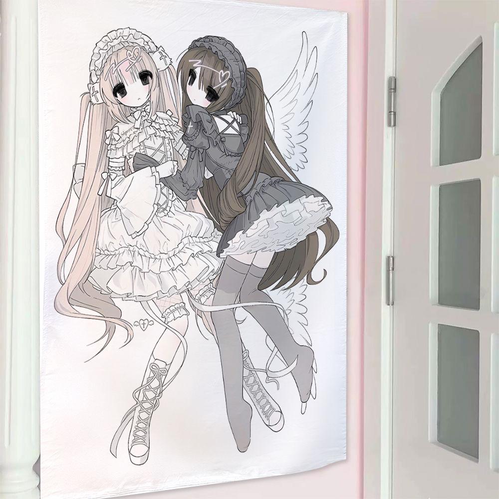 

девушка в стиле инс висящая ткань мультяшная ткань для общежития спальни прикроватная гобеленовая настенная фоновая ткань ткань для украшения дома 74x94cm(29x37in)