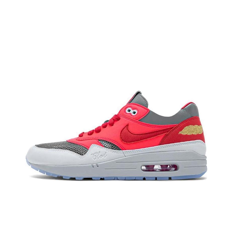 CLOT x Nike Air Max 1 Kiss Of Death - Solar Red Unisex Trampki University-Red Cool-Grey DD1870-600