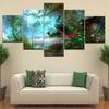 5 Pieces Wall Art Beautiful Blue Big Tail Bird Painting Animal Poster Modular Canvas  Pictures Frame Home Living Room Decor No Frame