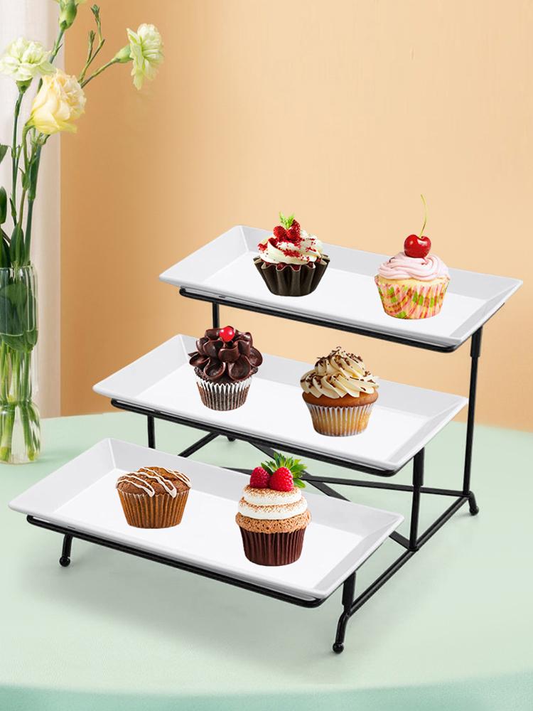 3 Tiers Serving Platters & Sturdier Rack Serving Dishes and Platters Display Serving Dishes for Party Entertaining Food Display