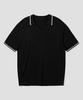 AGOD V-Neck Collared Short Sleeve Knit Shirt [Black]