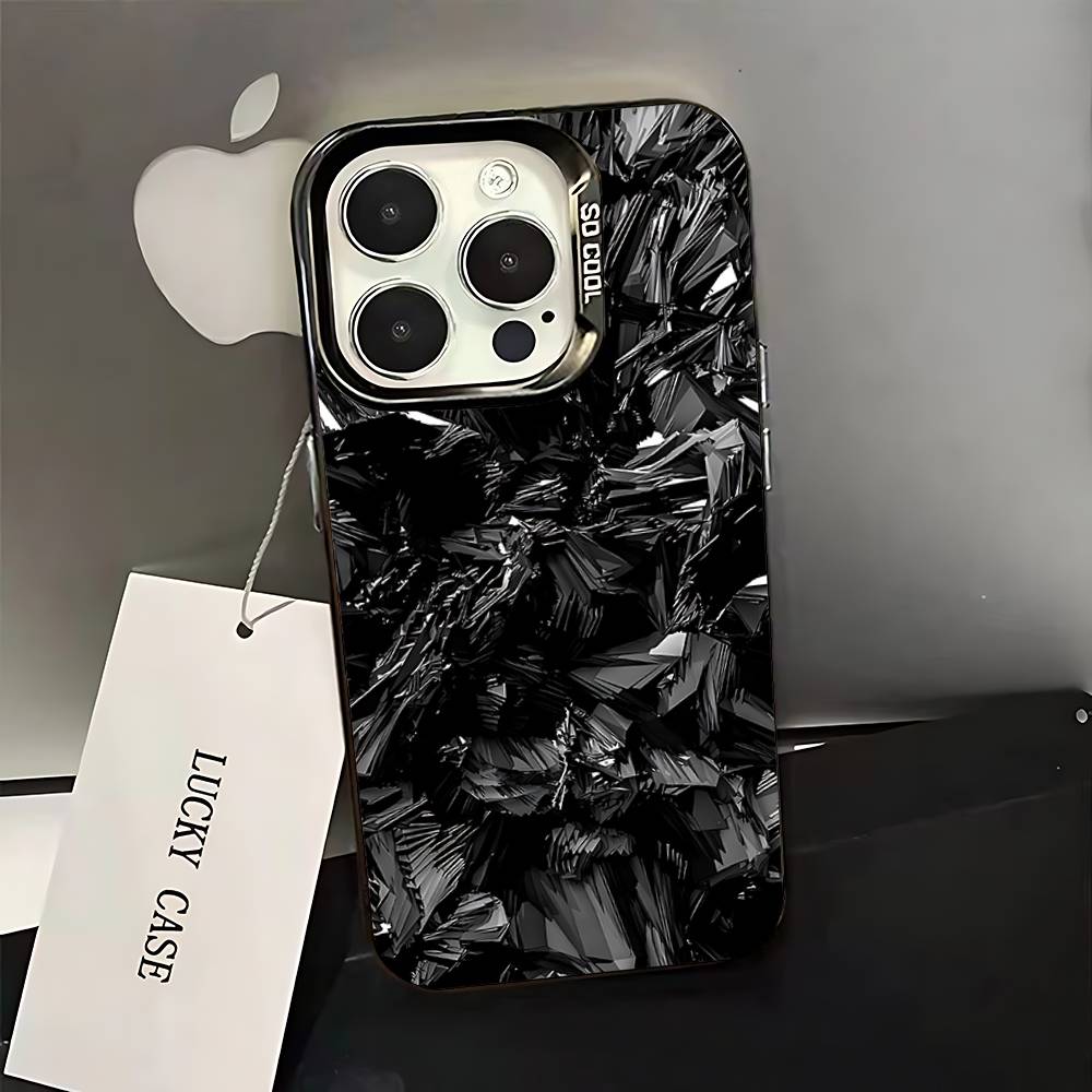 Carbon Fiber Pattern Painting Phone Case For iPhone 16,15,14,13,12,11,Pro,XS,Max,Plus,Mini,SE Black Candy Matte Shockproof Cover