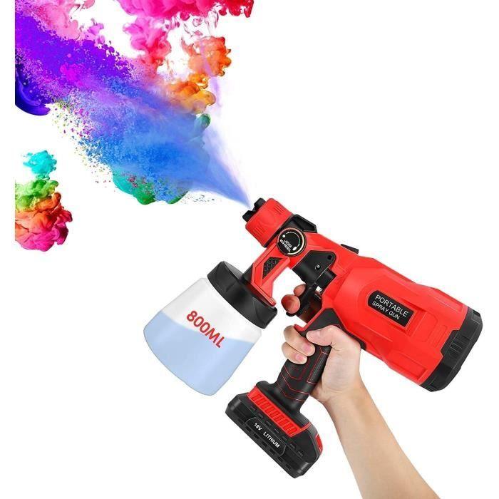 Pistolet De Pulvérisateur Sans Fil Pour La Peinture 550W 800ml, Pistolet De Pulvérisateur HVLP Sans Fil Avec 3 Modes De Pulvér[944]