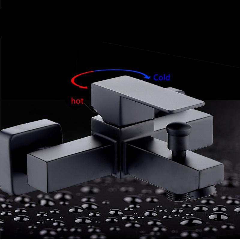 304 Stainless Steel Black Bathtub Faucet Bathing Shower Bathroom Wall Mounted Bath Tap Mixer Hot And Cold Water Single Handle