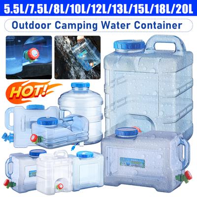 5L-20L Drinking Water Bucket Driving Pure Water Tank Water Storage Carrier with Faucet for Outdoor Camping Cooking Picnic Hiking