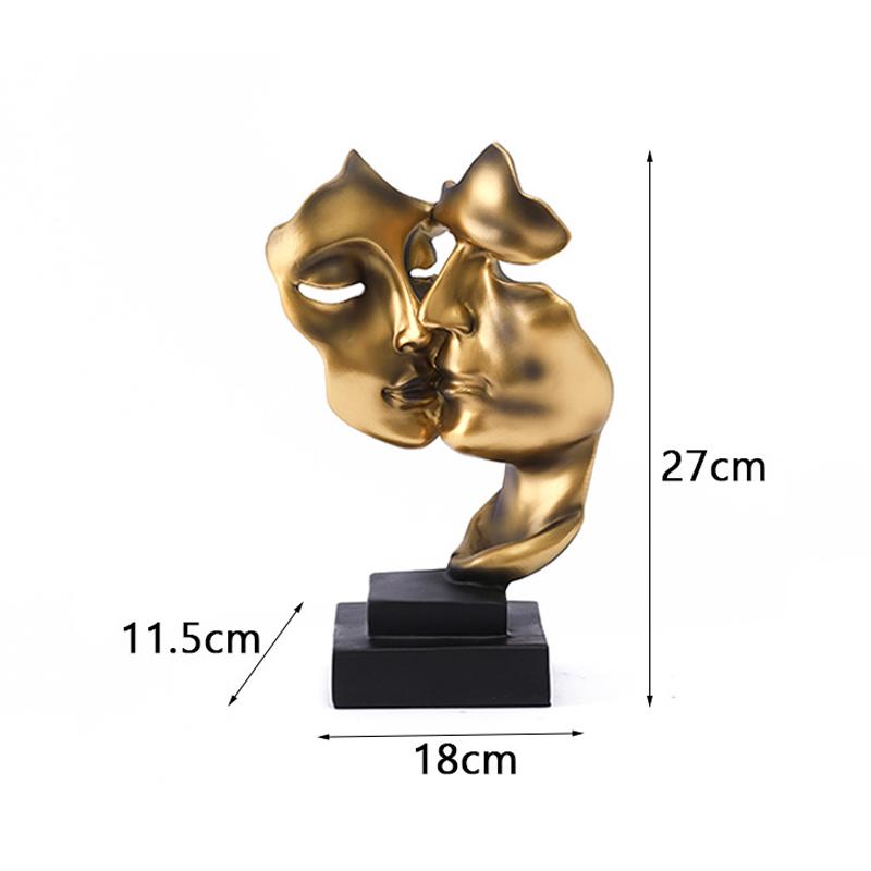 Abstrakcyjna maska pary całującej się z żywicy złote figurki akcesoria do dekoracji domu biuro salon wnętrze pulpit wystrój