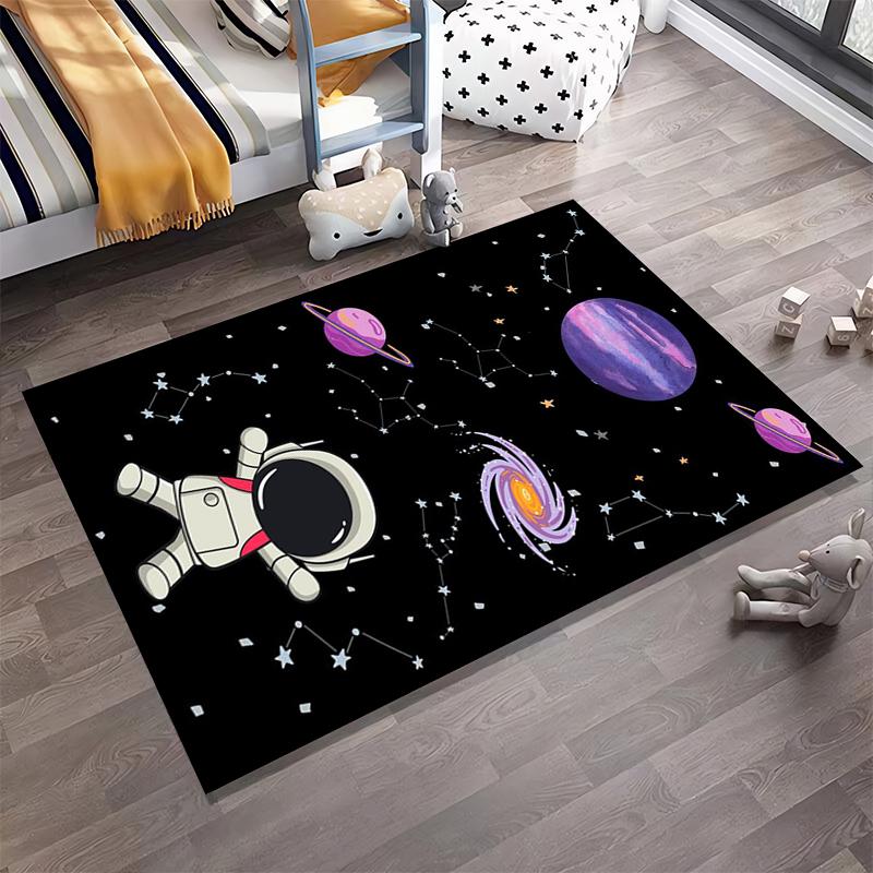 Astronaut Galaxy Printed Carpet with Star Constellations Black Backdrop Suitable for Use As an Anti-slip for Living Room Bedroom Sofas