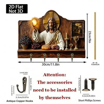 1pcs Colourful Wooden Cottage Key Rack Flat Wooden Craft Living Room Decorative Sculpture Key Rack 2026 New Home Decor Products