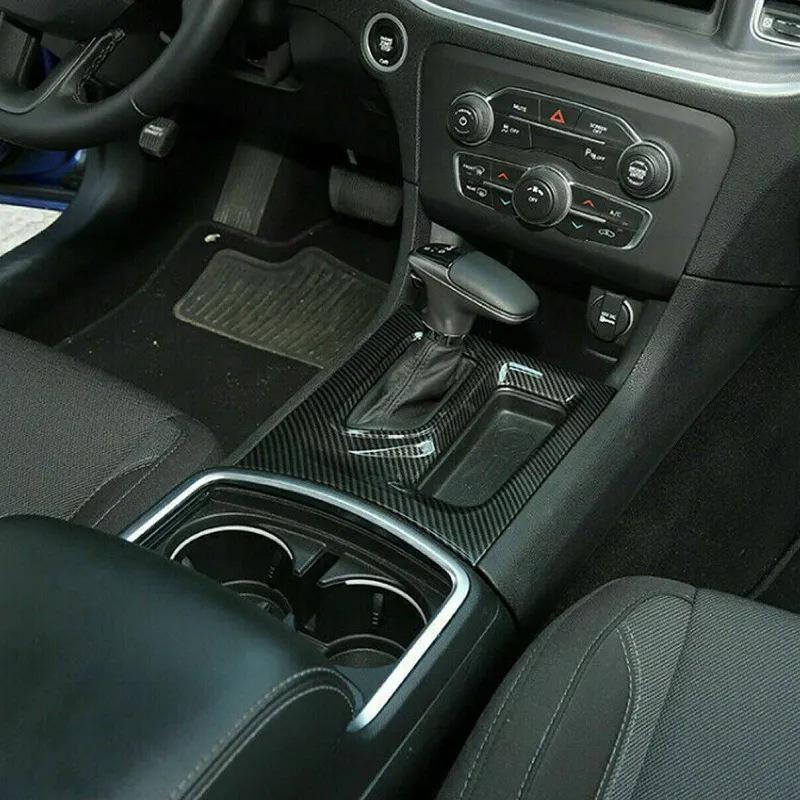 Kohlefaser-Zierleiste für 2015-2021 Dodge Challenger Mittelkonsolen-Schaltkulissen-Panel