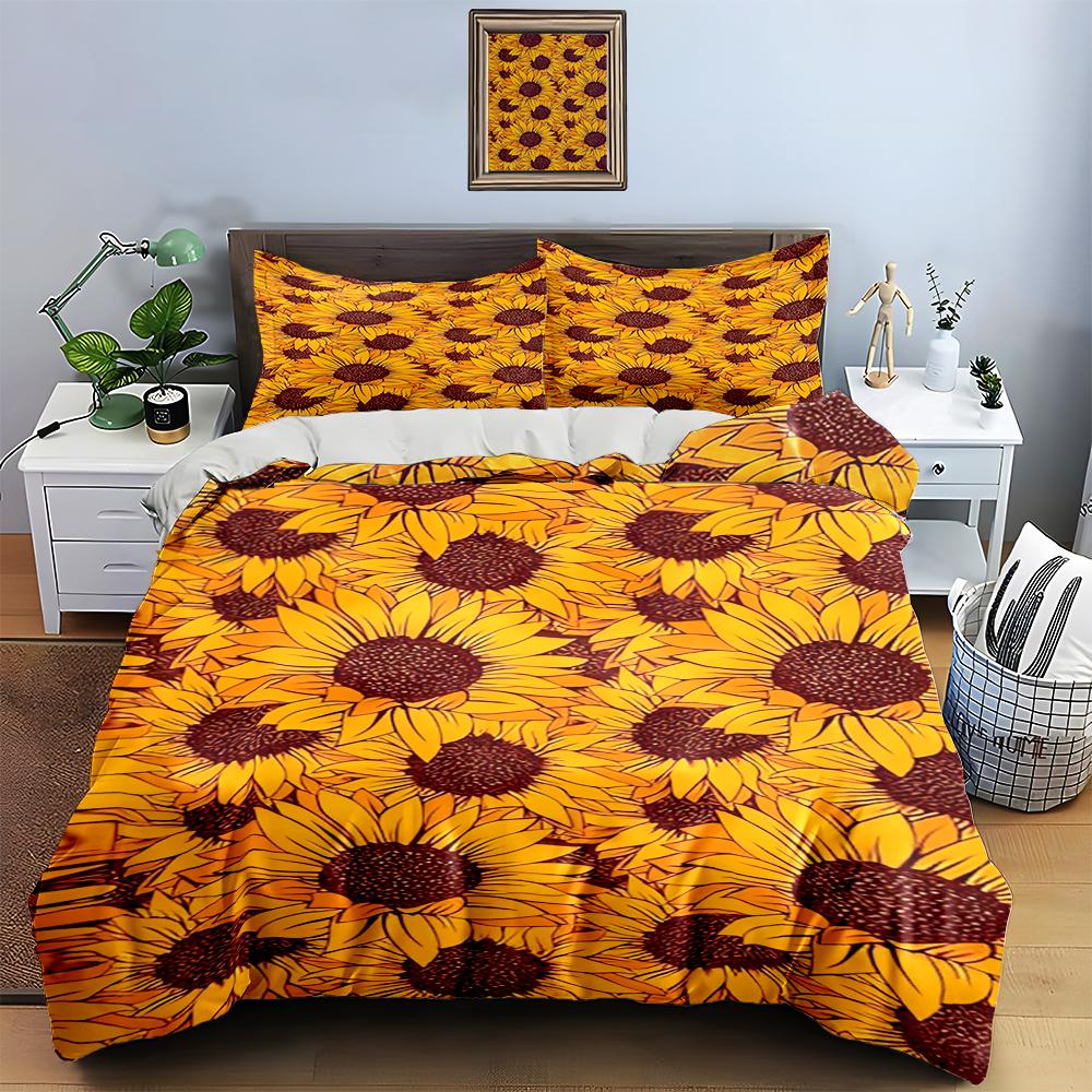 Sunflower floral pattern. Bedding Duvet cover sets Duvet covers Pillowcases gifts (1 * Duvet Cover 2 * Pillowcases, without duvet insert)