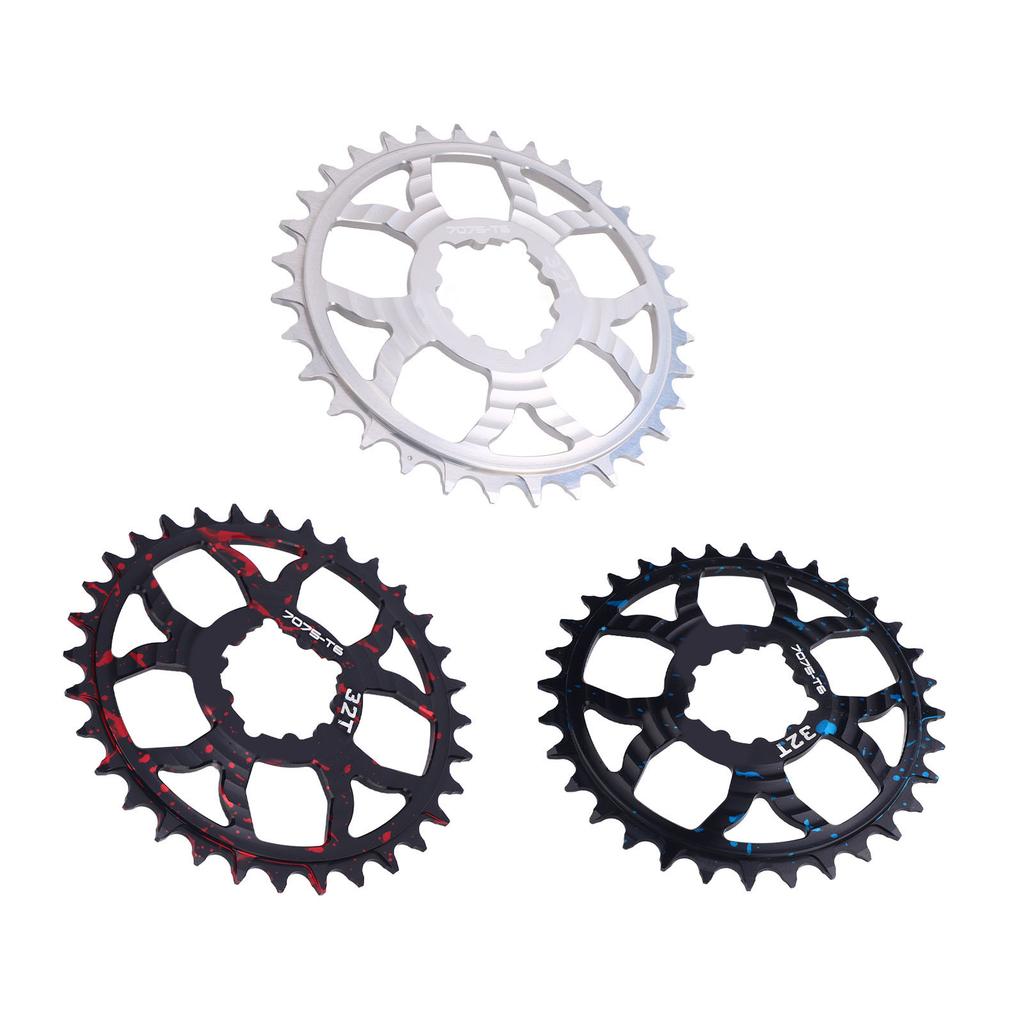 Bike Chainring 32T Round Chainwheel Hollow Aluminium Alloy Single Chain Ring Positive and Negative T