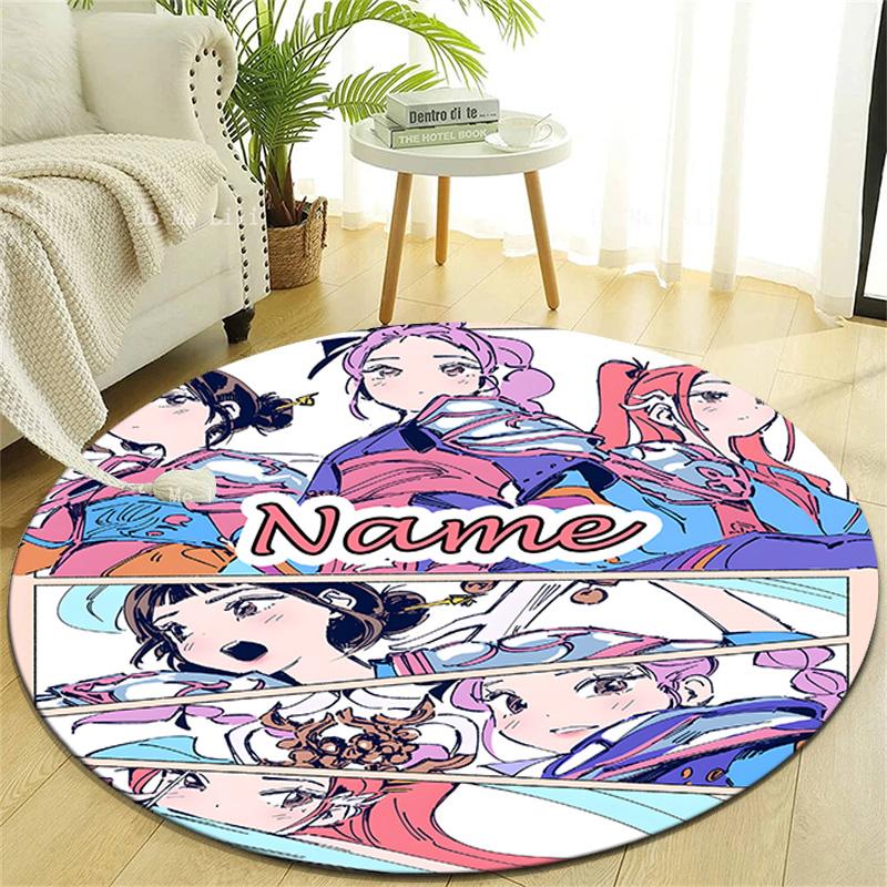 Personalized K-KPop Demon Hunters Round Chair Office Rug - Perfect for Mat, Office Chair & More - Ideal Gift for Birthdays and Holidays