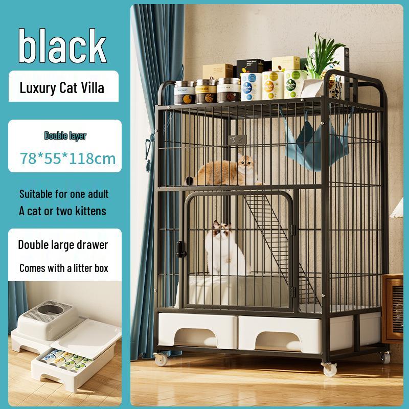 Luxury Three-Story Cat Villa with Spacious Climbing Frame and Bed
