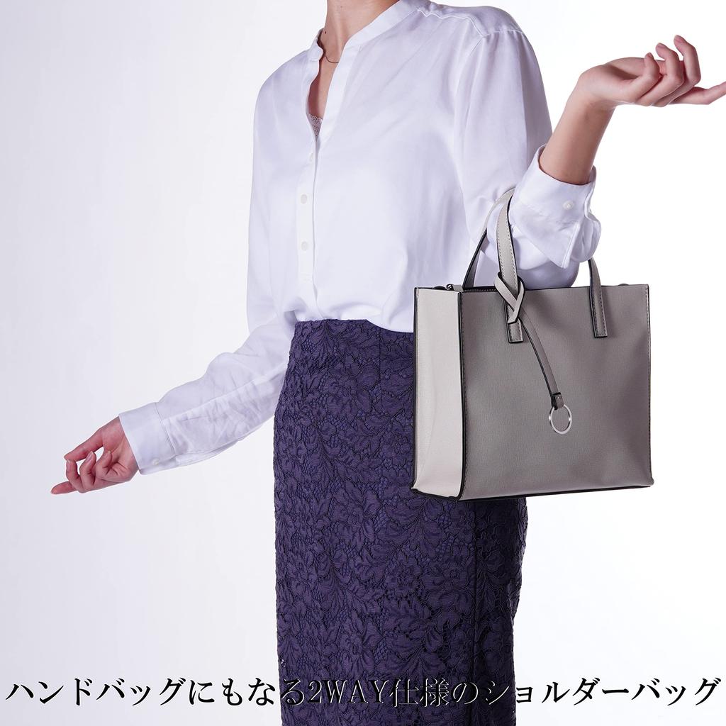 handbag with shoulder light gray [ELA] Women's strap, 2-way, stylish, simple,