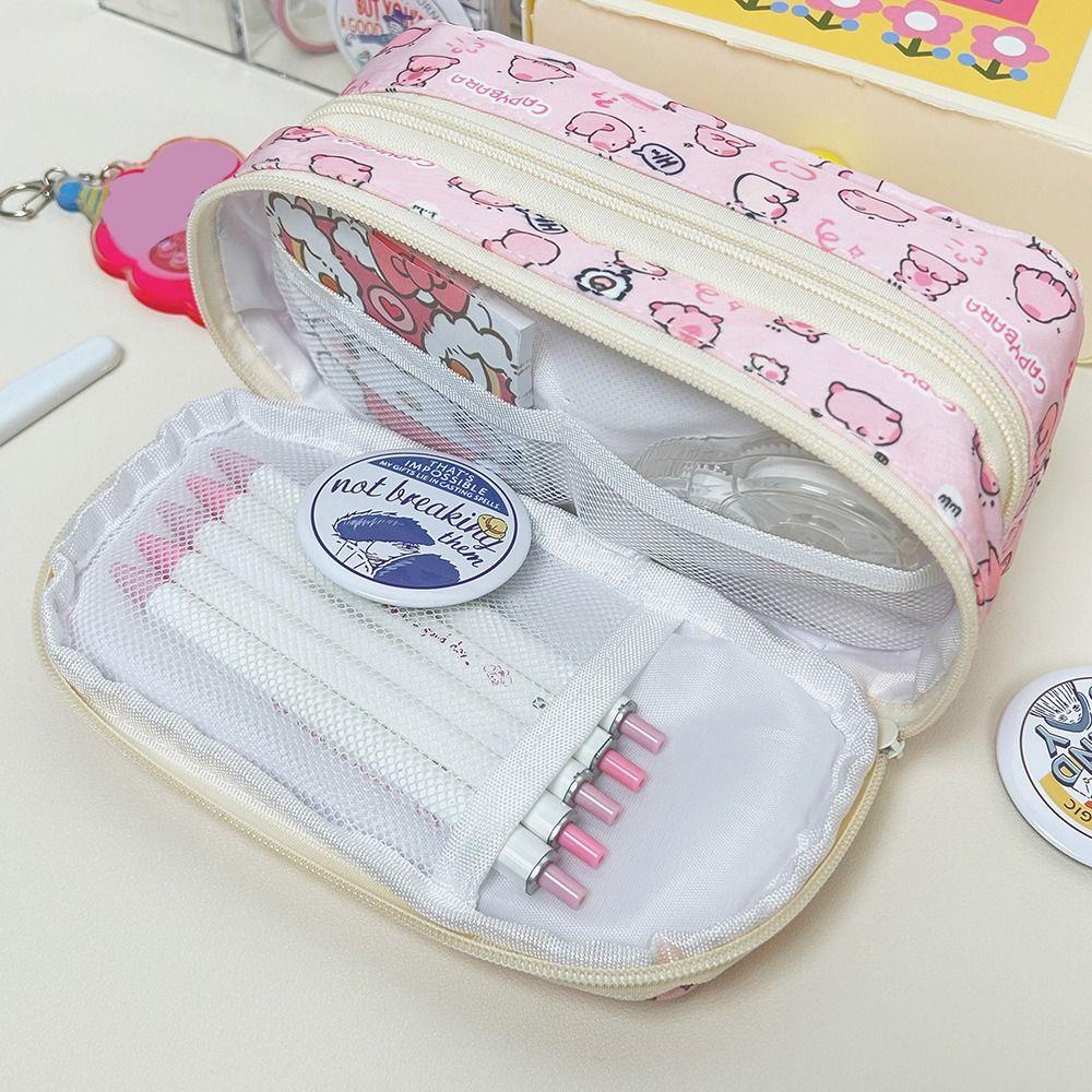 Large Capacity Pen Bag Three-layer Stationery Bag Minimalist Storage Bag  Gift