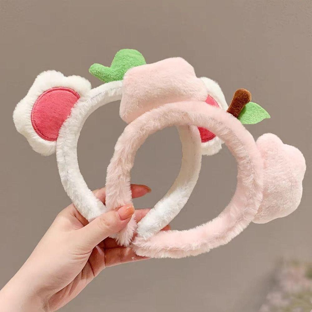 Cute Fruit Bear Ear Hair Hoop Sweet Girl Headwear Fashion Plush Hairband Hair Clip  For Women Girls