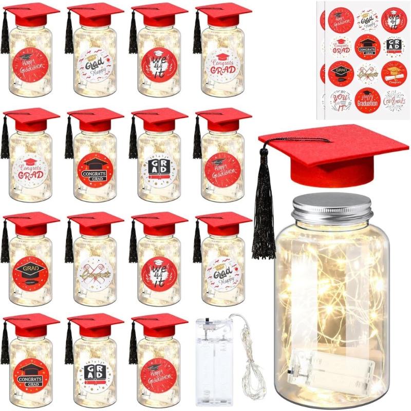 Light up Graduation Mason jar with Graduation Cap Class of 2026 Graduation Centerpieces for Congrats Graduate Party