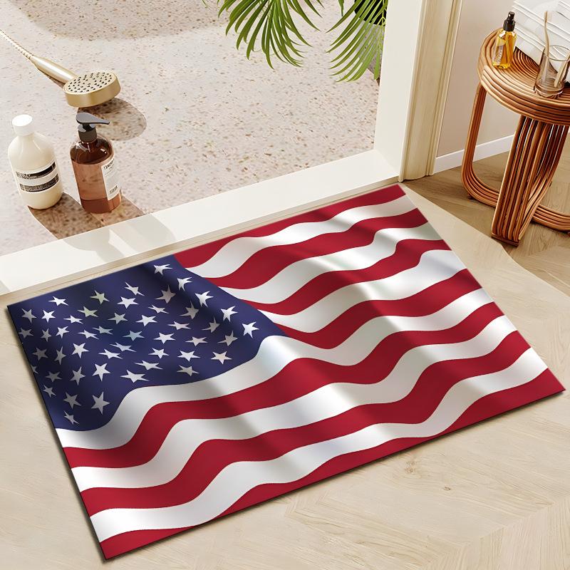 National Flag Floor Mat Entrance Shoe Changing Area Foot Mat Dirt Resistant and Non Slip Mat Washable Bathroom Floor Mat