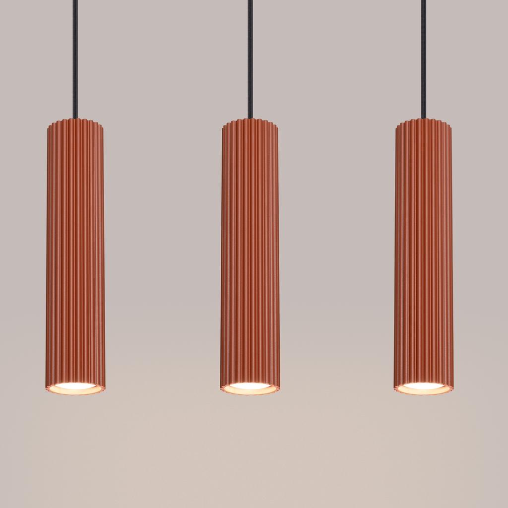 Lampa Wisząca Amber 3 Gu10 Ochra Czerwona Alu Lumilo 16.267.32