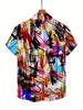 Men's Hawaiian Shirt Abstract Graffiti 3D Print Short Sleeve Casual Shirt Loose Fit Summer Top Street Art Daily Wear
