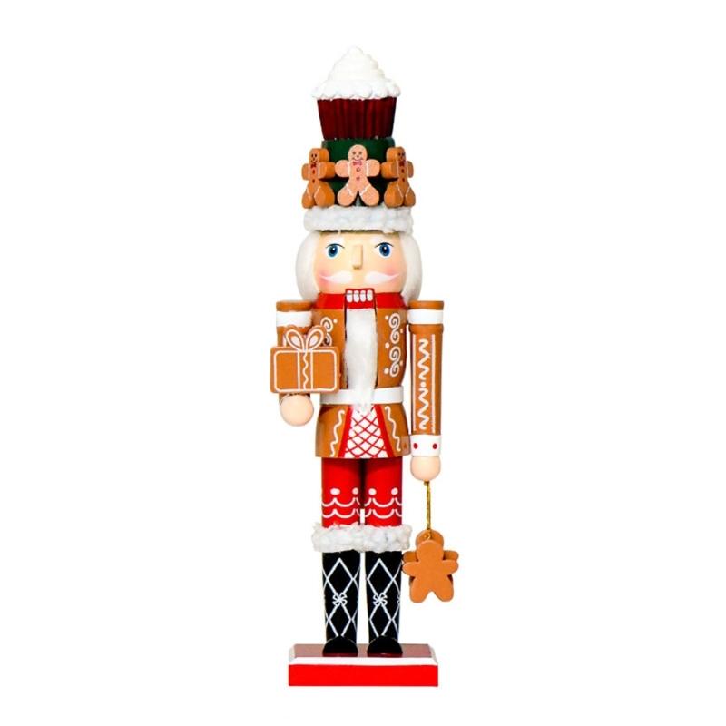 Festival Wooden Nutcrackers Statue 35Cm Tall Gingerbreads Man Inspired Christmas Decoration For Tabletop Display