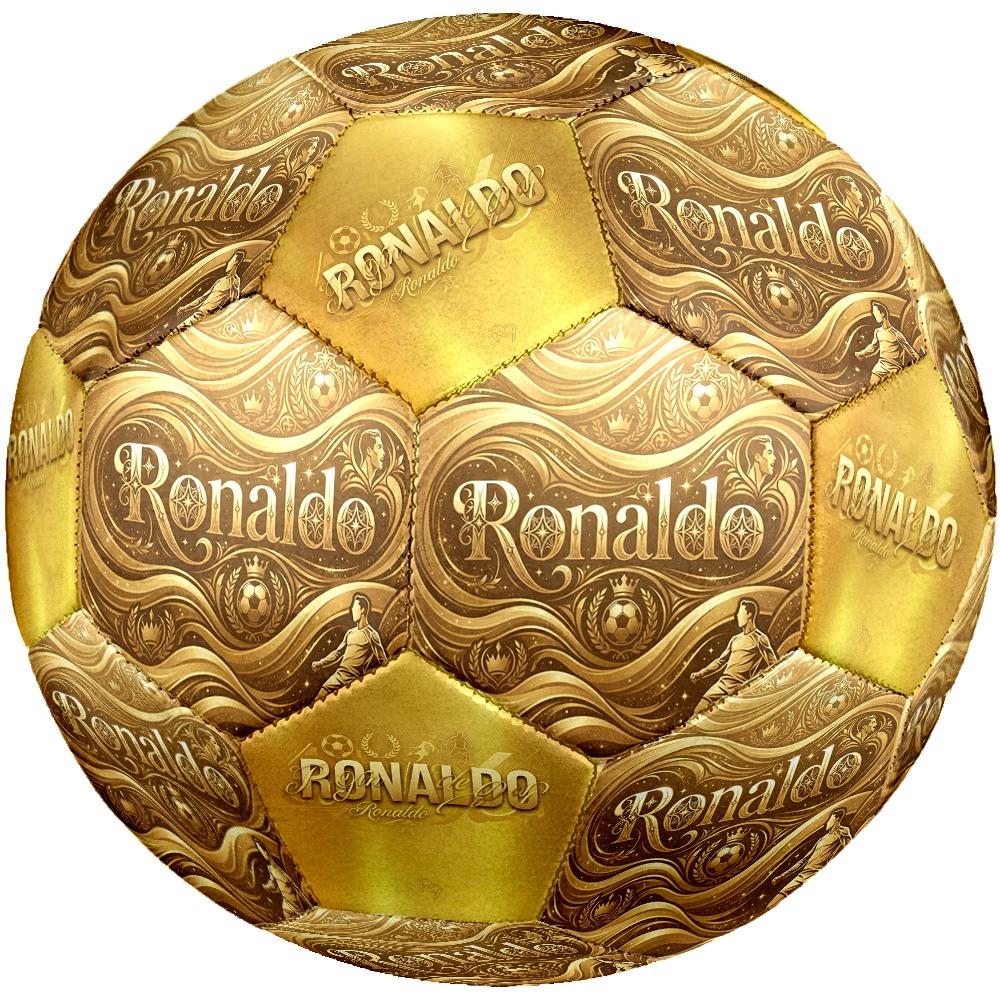 Ronaldo's Golden Name Marble Size 5 Football Machine Sewn Indoor/Outdoor Training and Matches Unique Gift for Soccer Lovers Birthday/Christmas Wedding