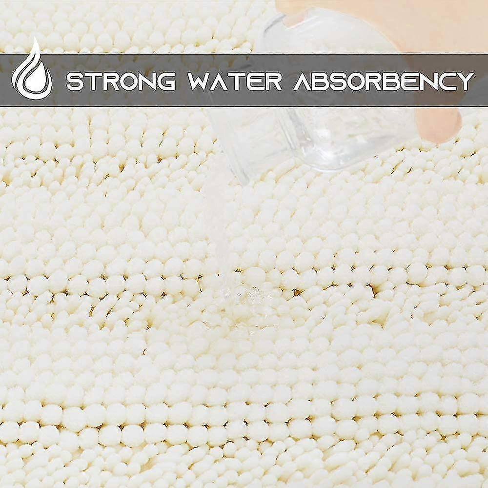Non-slip Absorbent Bath Mat, Soft Chenille Microfiber For Bathtub Toilet Entrance Machine Washable Small 43x60cm, Gray