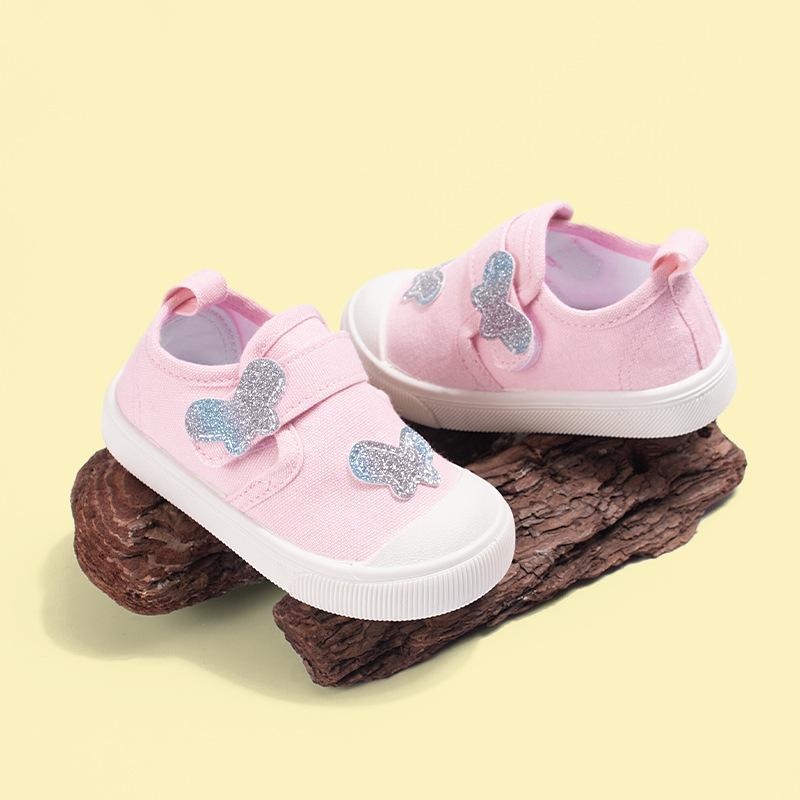 Cartoon Boy Children s Canvas Shoes with Soft Soles, Girls  Single Shoes 20 розовый