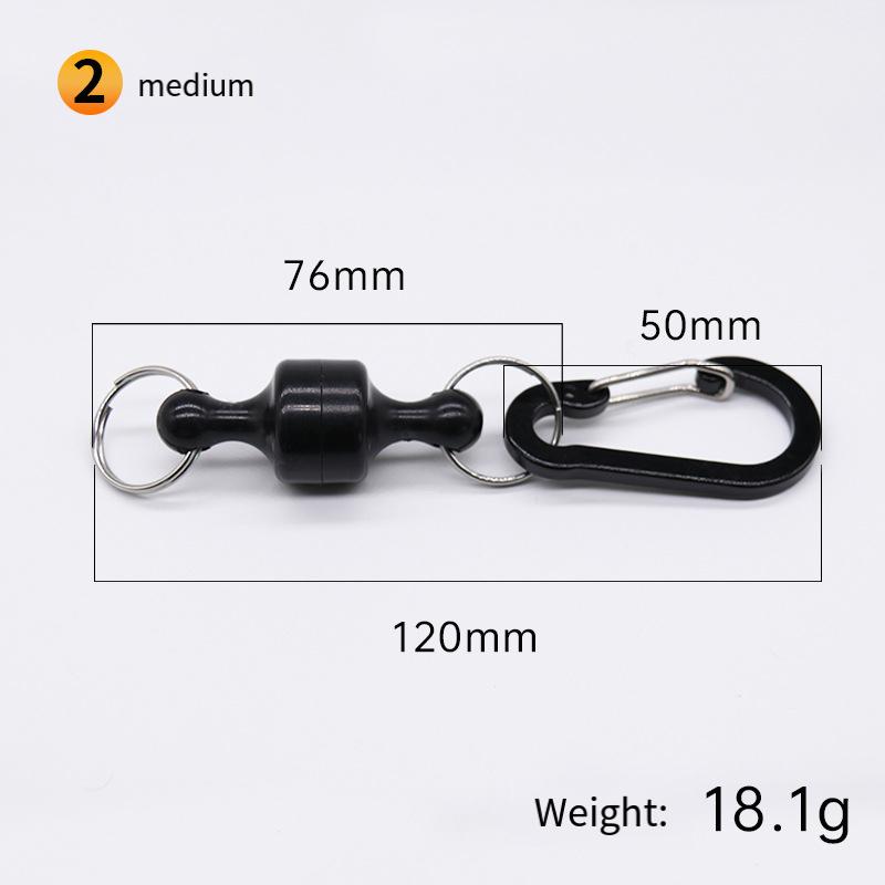 Portable Steel Fishing MRC Strong Magnetic Quick Release Clips Net Holder with Fishing Coil Lanyard Aluminum Carabiner 105x20mm
