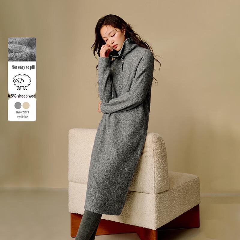 INMAN Women s High-Neck Knit A-line Dress S