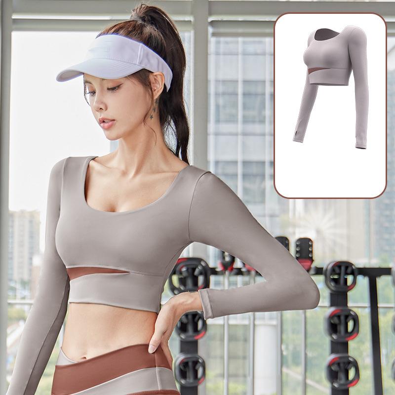 

Рубашки для йоги с длинными рукавами, спортивный топ, топы для фитнеса, йоги, спортивный топ, спортивная одежда для женщин, топы для спортзала, футболки для бега, формирователь тела XXL светло-серый