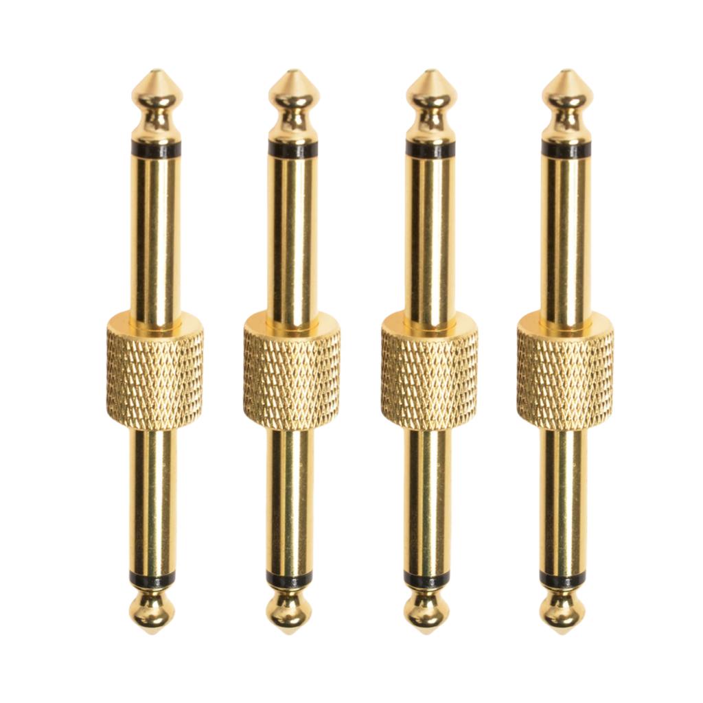 4PCS Guitar Pedal Connector Straight/Z-Type 6.35mm Pedals Coupler Pedal  to Pedal Connector, TS Copper Male for Guitar Pedal