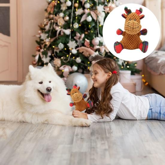 

Игрушка для домашних животных Рождественская плюшевая пищащая игрушка для собак в форме лося Мягкое животное Забавный щенок Интерактивная игрушка Товары для домашних животных