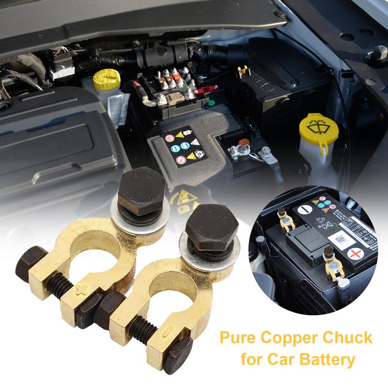 2Pcs Car Battery Pure Copper Chuck Corrosion Resistance Terminal Wire Cable Clamp Clip Electric Connector For Auto Accessories