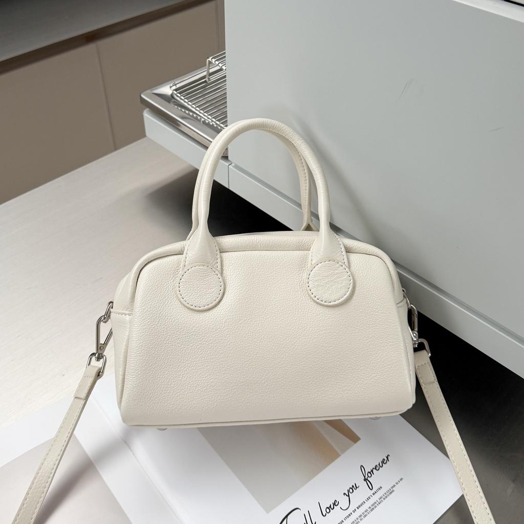 Natural Cowhide Leather Bucket Bag For Women New Cross-Border Style Fashion Trendy Handheld Single Shoulder Soft Leather Bag