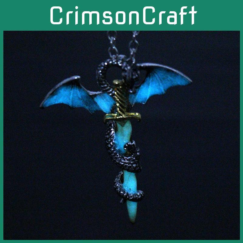 Luminous Winged Dragon Animal Shape Gold Alloy Necklace For Casual And Party Wear