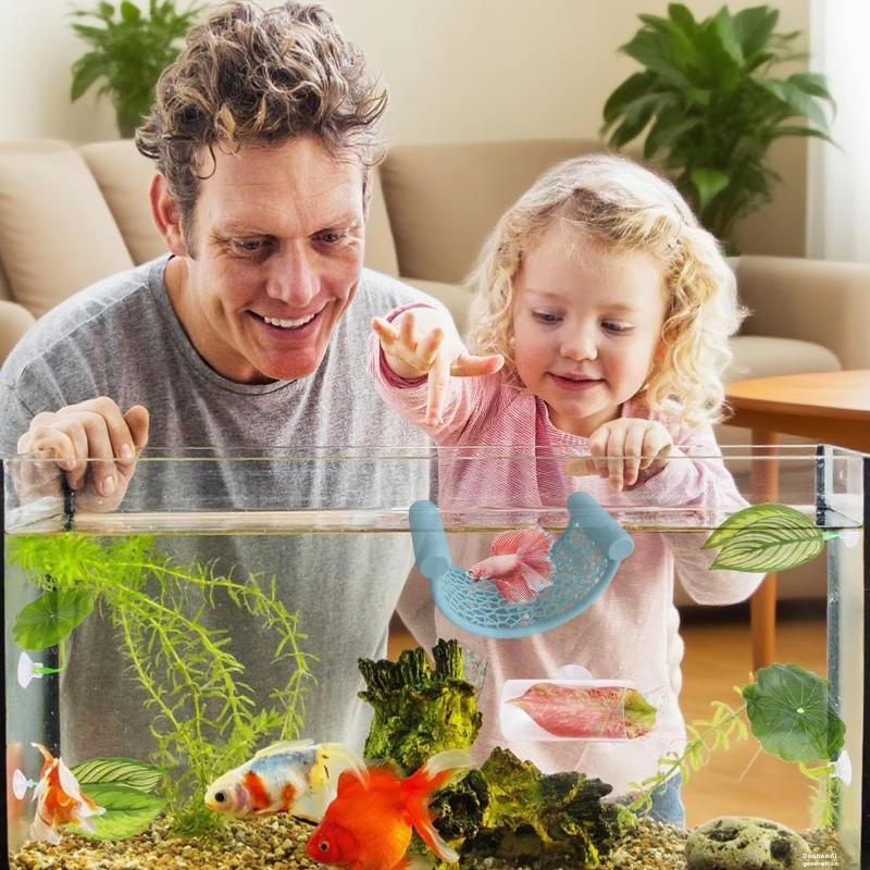 1 Stück Fischversteck Schutz 3-in-1 Hängematte Futterring & Ruheplatz für Betta Kleine Wassertiere Aquarium Schwimmende Höhle