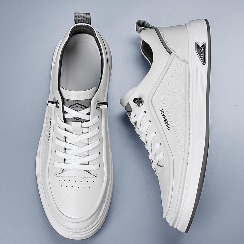 Fashion New Trend Men's Casual Shoes Versatile Leather Shoes for Men Fashion Lace-up Male Vulcanize Shoes Skateboard Footwear Sneakers