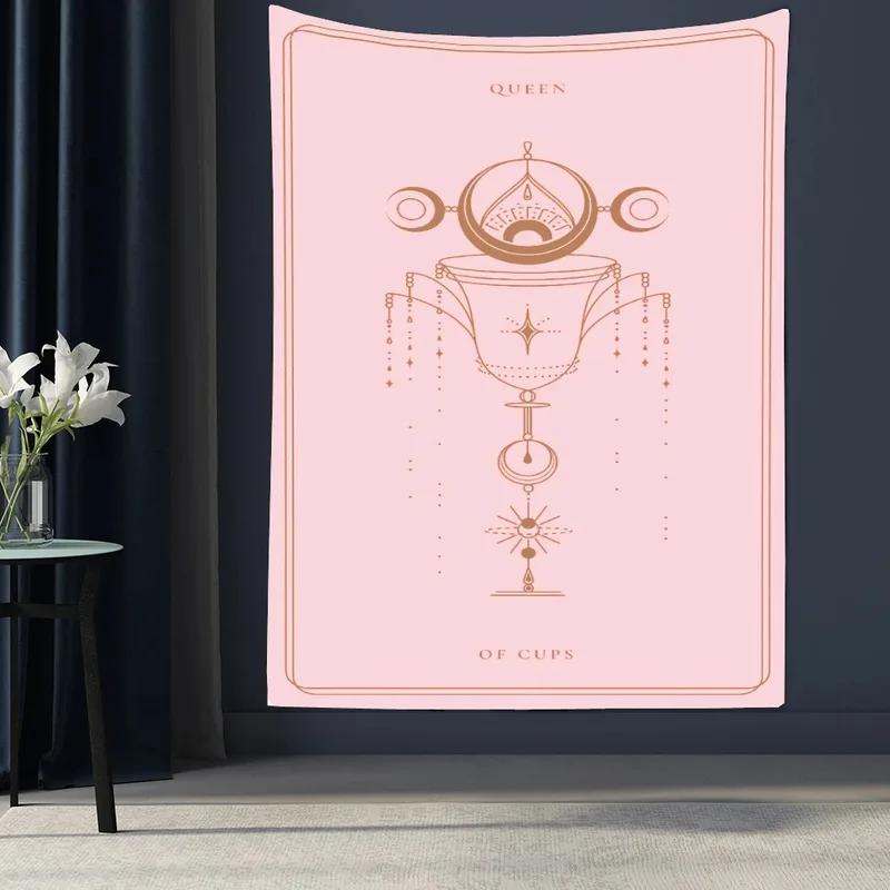 Pink Cartoon Divination Printed Tapestry Office Living Room Tapestry Home Wall Decoration Tapestry