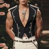 INCERUN Men V Neck Sleeveless Frills Buttons Irregular Casual Tank Tops Waistcoat