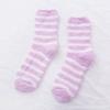 1 Pair Women's Autumn and Winter Striped Coral Fleece Sleep Socks Thickened Warm Mid-Calf Home Socks Simple Floor Socks
