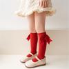 Girls Knee High Cotton Socks Big Ribbons Bow Back To School Socks, Ribbons Bows Long Socks Uniform Party Wear Stockings